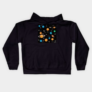 planets, aliens and space in wallpaper pattern art ecopop Kids Hoodie